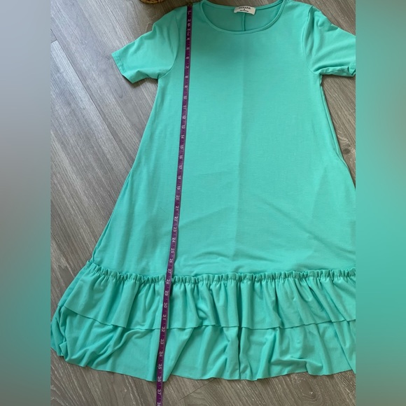 Zenana Mint Blue Ruffle Bottom Midi Dress - Picture 11 of 11
